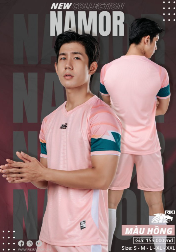 Quần áo đá bóng không logo Riki Namor Hồng