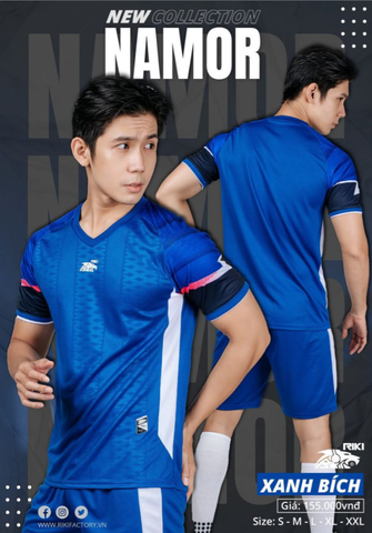 Quần áo đá bóng không logo Riki Namor Xanh Bích
