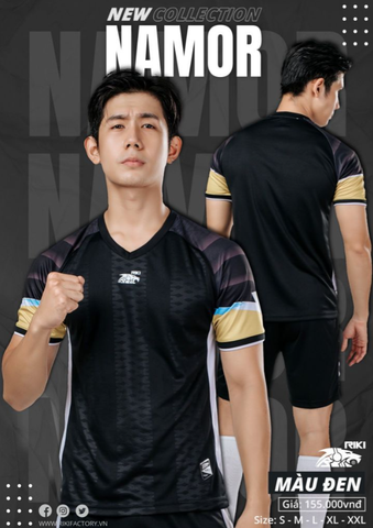 Quần áo đá bóng không logo Riki Namor Đen