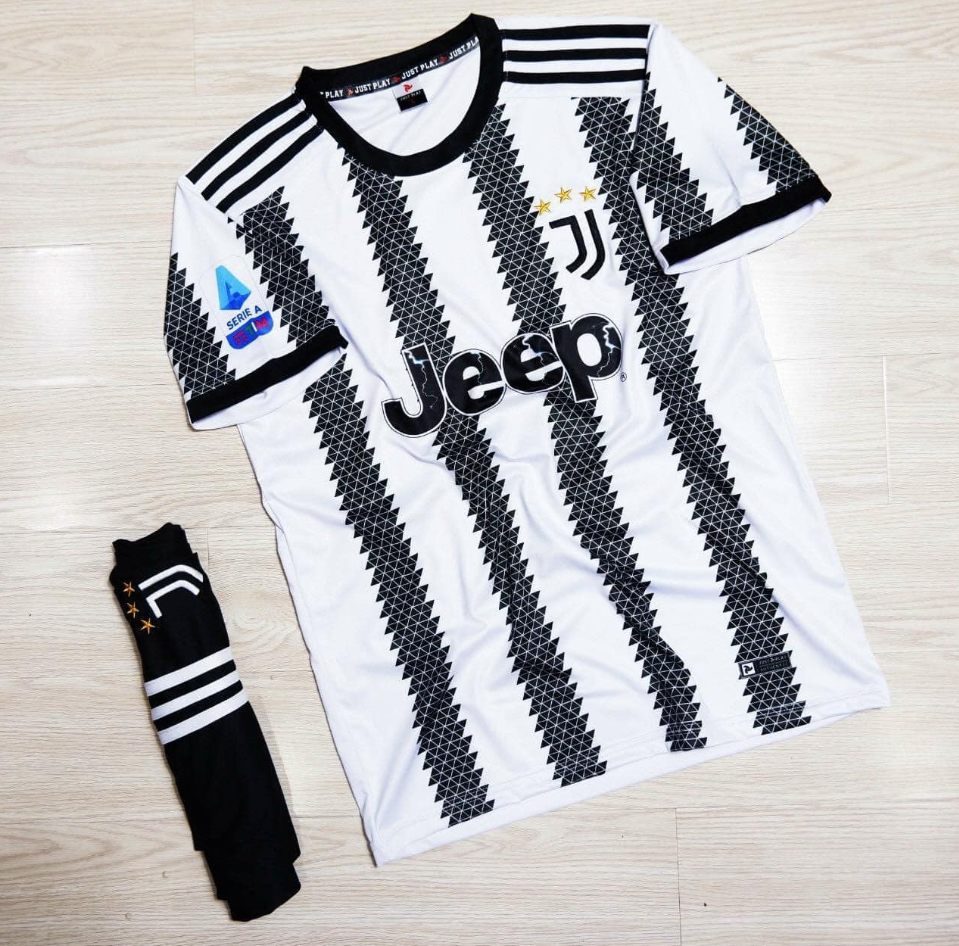 Quần Áo Bóng đá CLB Juventus Trắng sọc đen - Vải thun lạnh cao cấp