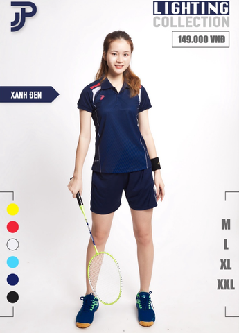 Áo cầu lông nữ JP Xanh Đen