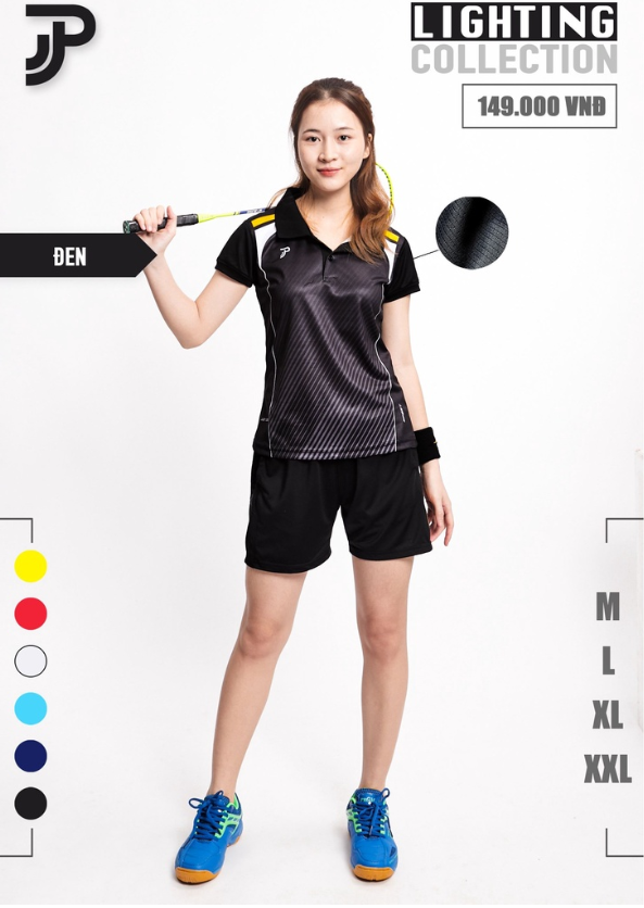 Áo cầu lông nữ JP Đen