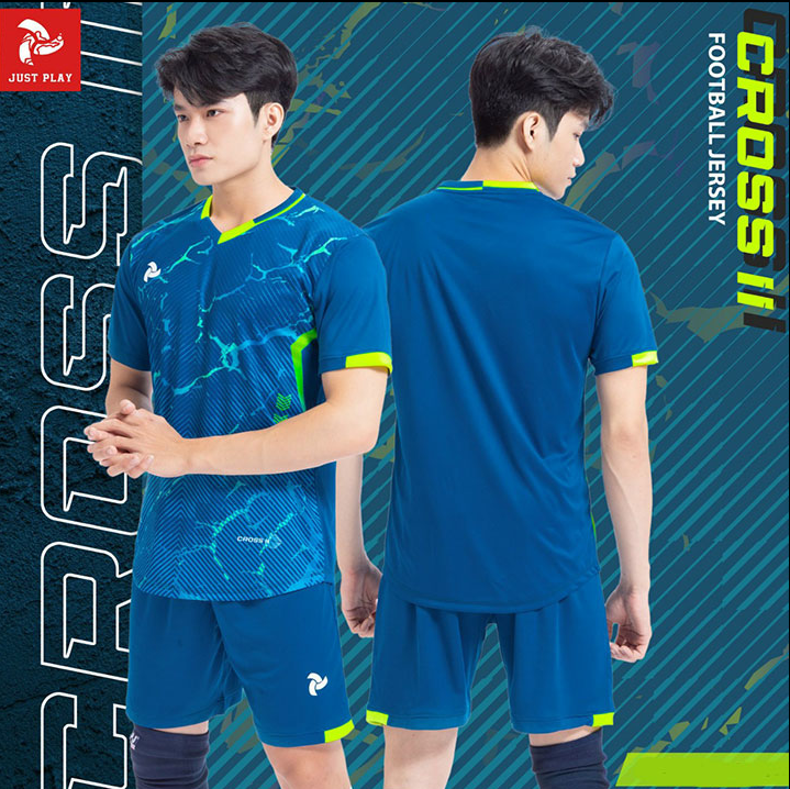 Quần áo bóng đá không logo  Just Play Cross II Xanh cổ vịt