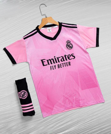 Quần Áo Bóng Đá, Đồ Đá Banh TRẺ EM Real Hồng - Thun Lạnh Cao Cấp, Không Nhăn Không Xù Lông