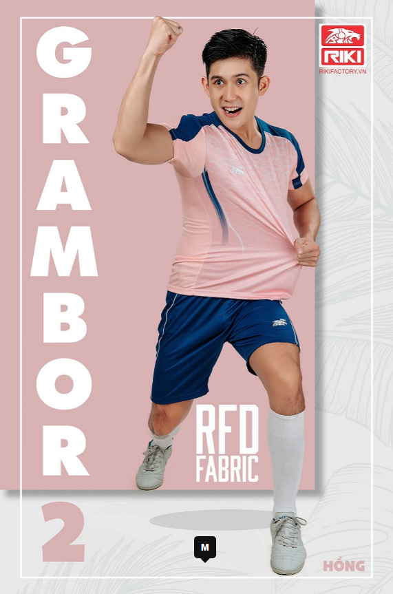 Quần áo đá banh không logo Riki Grambor 2 màu Hồng