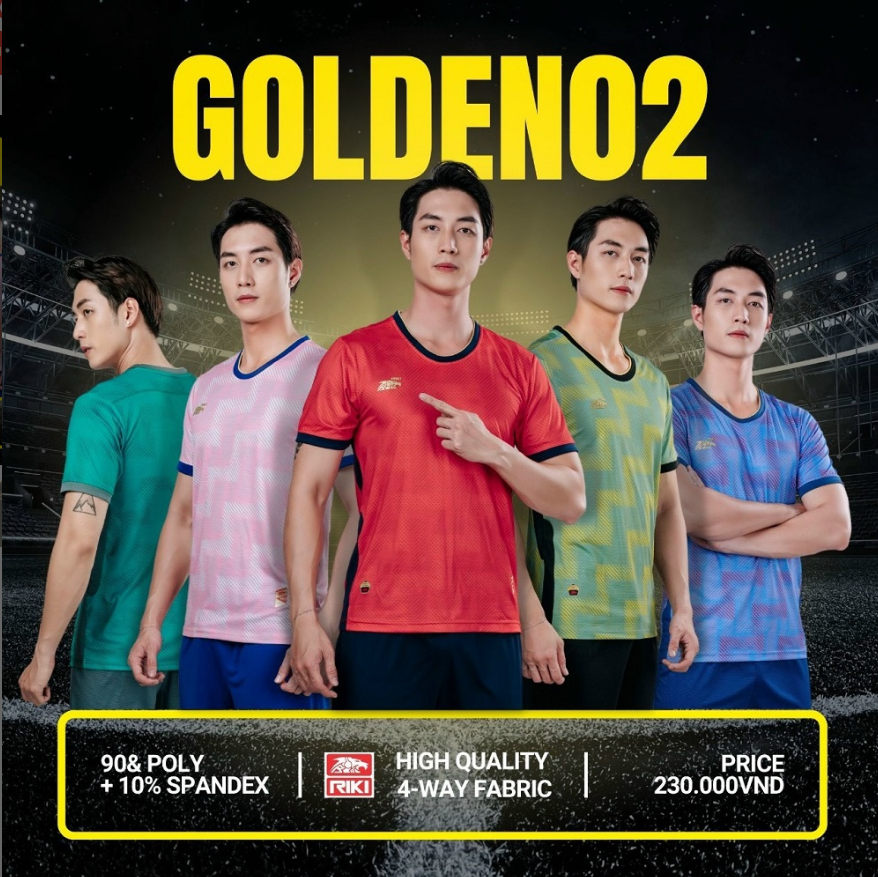 Quần áo đá banh không logo Riki Golden 02
