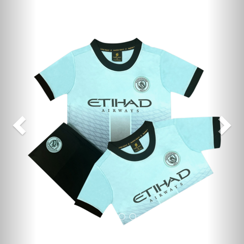 Bộ quần áo bóng đá trẻ em Man City xanh ngọc