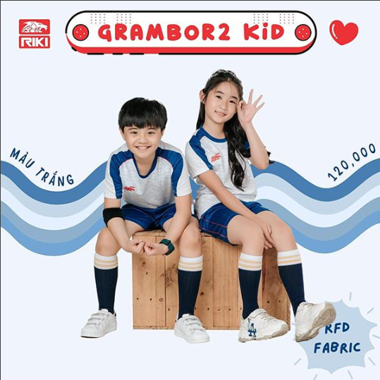 Quần áo đá banh trẻ em không logo Riki Grambor 2 màu trắng