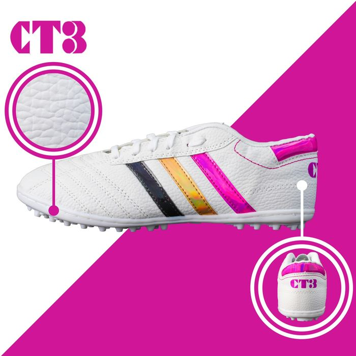 GIÀY BÓNG ĐÁ 3 SỌC CT3 (DA NHĂN) TF - SÂN CỎ NHÂN TẠO