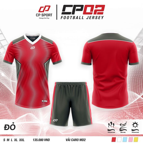 Quần Áo Bóng Đá Không Logo CP02 - Đỏ