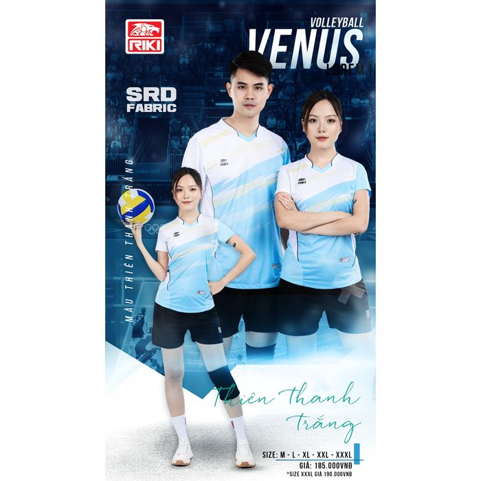 Quần Áo Bóng Chuyền Nam Nữ Riki Venus - Xanh Da