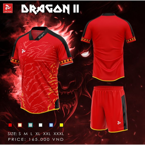 Quần Áo Bóng Đá Không Logo JP Dragon 2 - Đỏ