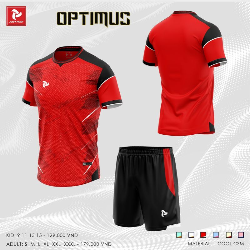 Quần Áo Bóng Đá Không Logo Optimus - Đỏ