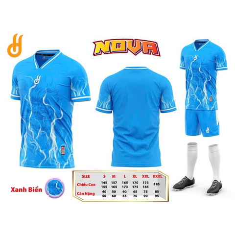 Quần Áo Bóng Đá Không Logo HD Nova - Xanh Biển