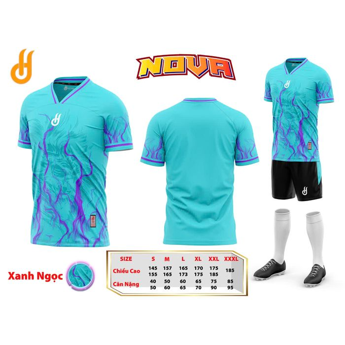 Quần Áo Bóng Đá Không Logo HD Nova - Xanh Ngọc