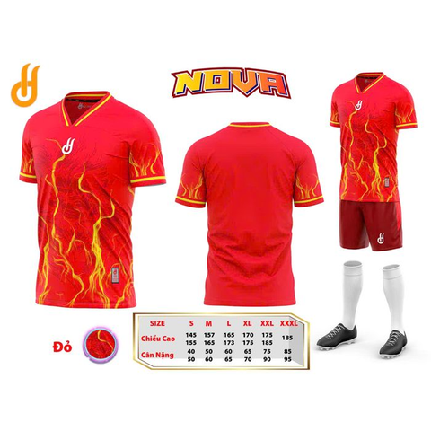 Quần Áo Bóng Đá Không Logo HD Nova - Đỏ