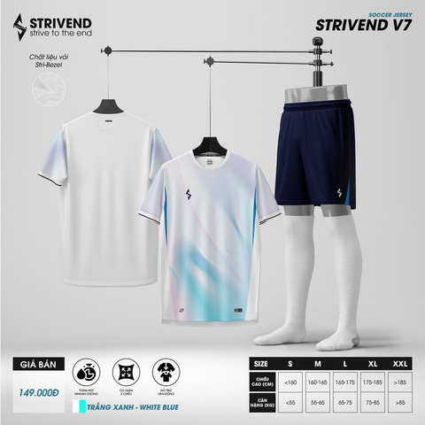 Quần Áo Bóng Đá Không Logo Strivend V7 - Trắng