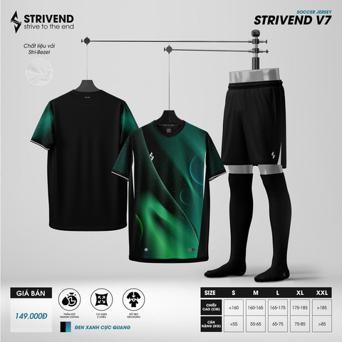 Quần Áo Bóng Đá Không Logo Strivend V7 - Xanh Lá