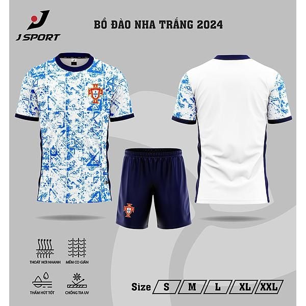 Quần Áo Bóng Đá Đội Tuyển Bồ Đào Nha Trắng - Mẫu Mới Nhất