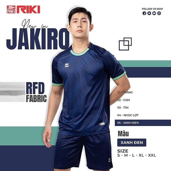 Quần Áo Bóng Đá Không Logo Riki Jakiro - Xanh Đen