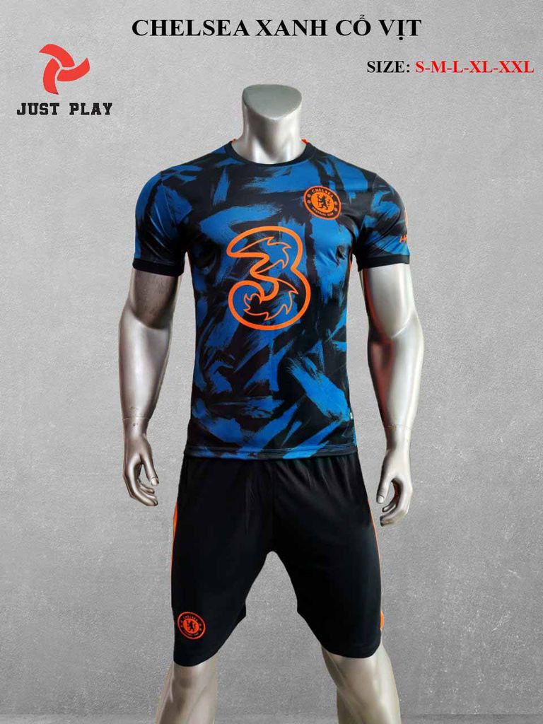 Quần Áo đá banh CLB Chelsea xanh cổ vịt mới 2021