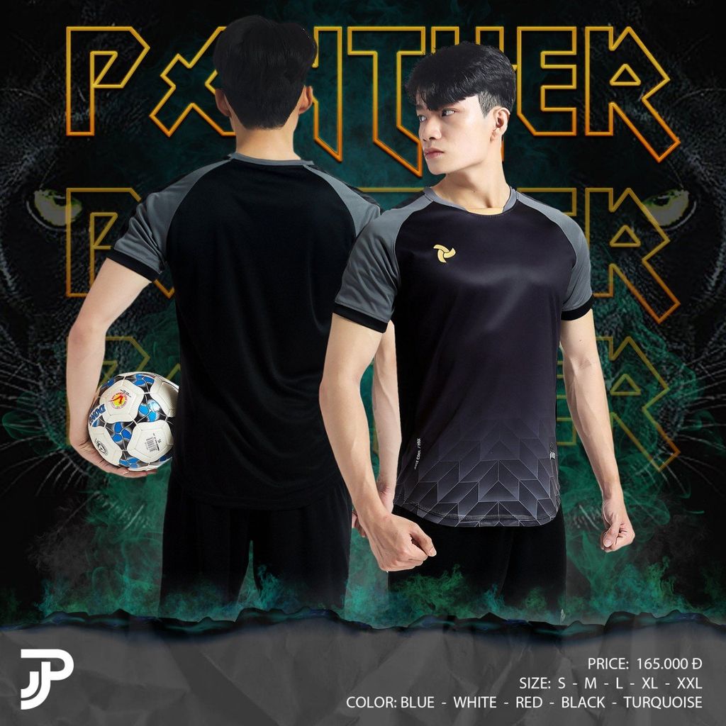 Bộ quần áo bóng đá Justplay Panther Đen 2022 – Chất vải J-lite cao cấp