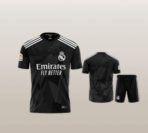 Quần áo Bóng Đá CLB Real Madrid Strivend màu đen vải Mè cao cấp