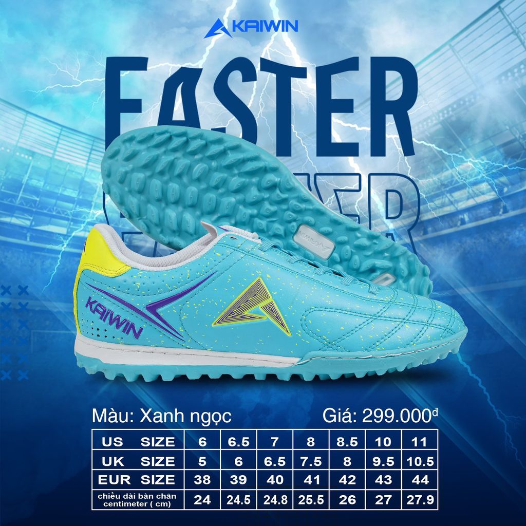 Giày Bóng Đá Kaiwin FASTER - Xanh Ngọc