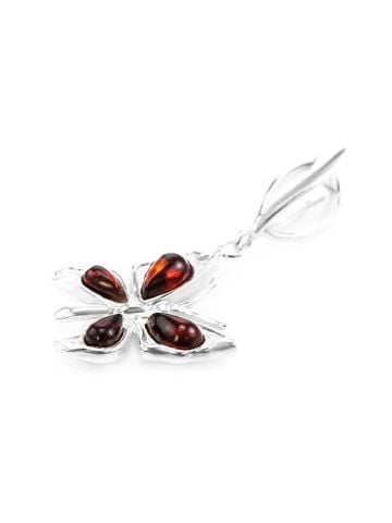 Mặt dây chuyền hình con bướm sáng với hổ phách anh đào tự nhiên "Tháng tư" - 601710040