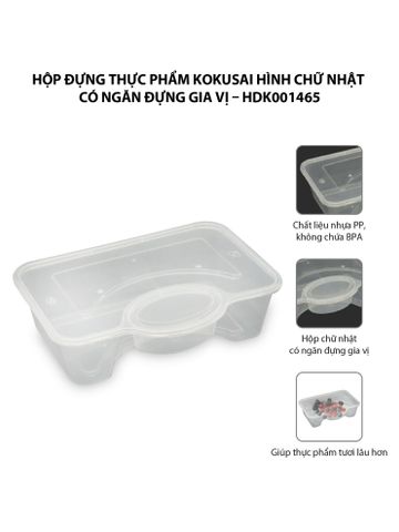  Hộp đựng thực phẩm Kokusai hình chữ nhật có ngăn đựng gia vị – HDK001465 