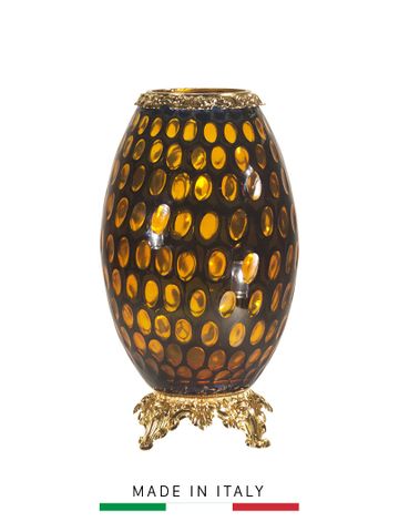  Bình hoa hoàng gia Olympus Brass Lucius Verus pha lê Italy mạ vàng 24k - 173 