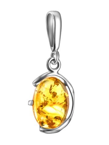 Mặt dây chuyền trang nhã làm từ hổ phách lấp lánh tự nhiên có màu chanh với bạc "Vivaldi" - 5017205351