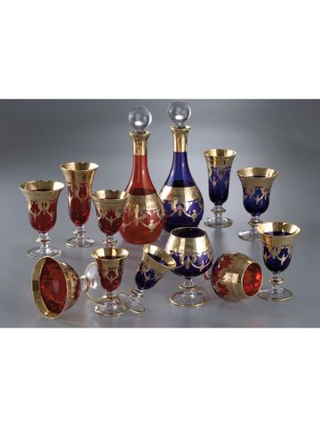  BÌNH RƯỢU PHA LÊ XANH MẠ VÀNG 24K 1076/75 