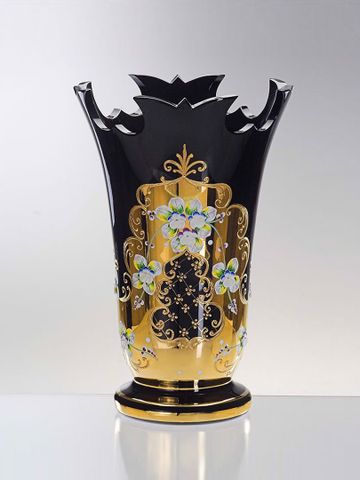  Bình hoa pha lê đen mạ vàng Tom Bohemia 