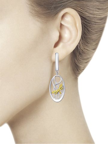 Bông tai Sokolov bạc hình chồn chuồn mạ vàng - 94022787