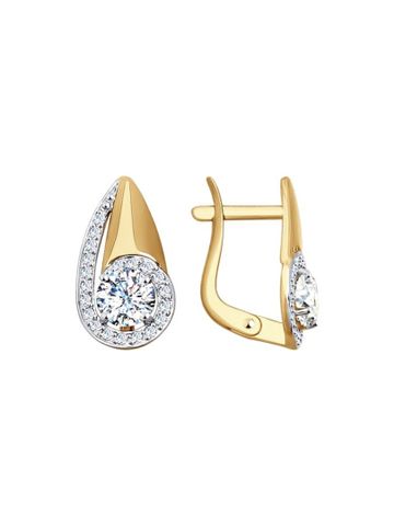 Bông tai Sokolov bằng vàng đính kim cương zirconia - 027604