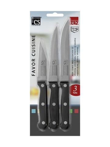 Hình ảnh BỘ DAO BẾP INOX 3 MÓN CS FAVOR CUISINE CÁN ĐEN 004576 đa năng trong gian bếp