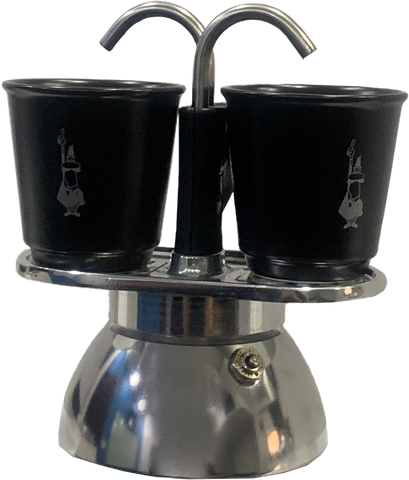 Hình ảnh BÌNH PHA CÀ PHÊ BẾP TỪ BIALETTI SET MINI INDUCTION 2 CUPS + 2 BICCHIERINI BLACK 0007310