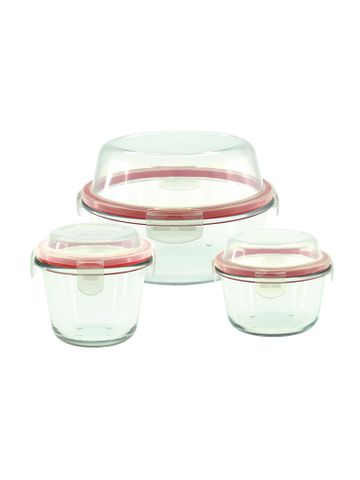 Bộ 3 thố thuỷ tinh Carlmann cao có nắp khoá - HRD7-8-10