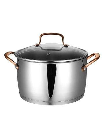 Hình ảnh NỒI THÉP NẮP THỦY TINH 24CM MORIITALIA PVD24C-IC