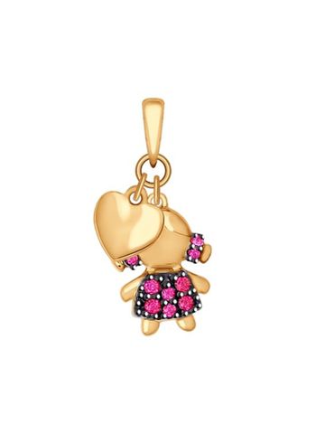 Mặt dây chuyền "tình yêu với bé" bằng vàng đính đá -  034909