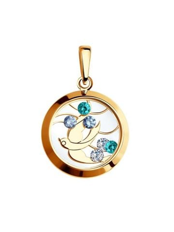 Mặt dây chuyền bằng  vàng đính đá nhân tạo, đá trong suốt -  035062