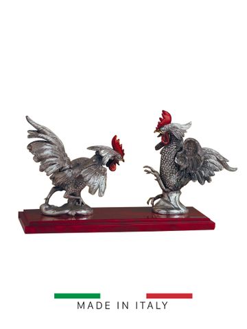 Tượng 2 con gà trống cao 21cm Goldline Italia - 209