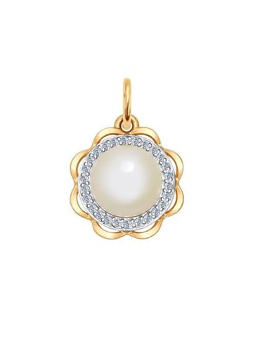 Mặt dây chuyền vàng 585, có đính ngọc trai, cz - 793007