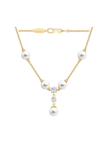 Dây chuyền vàng 585, có đính ngọc trai, cz - 797020