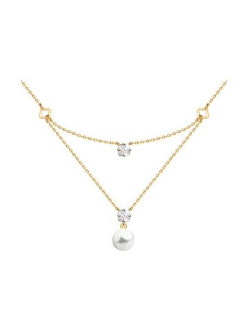 Dây chuyền vàng 585, có đính ngọc trai, cz - 797022