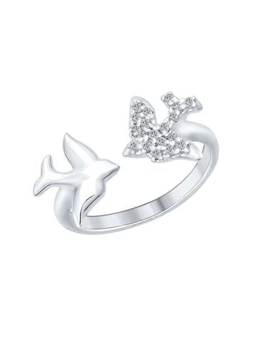 Nhẫn bạch kim 925, có đính đá enamel - 94012165