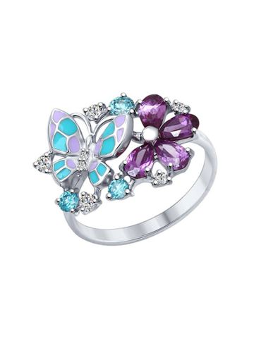 Nhẫn bạch kim 925, có đính đá cz, enamel - 94012320