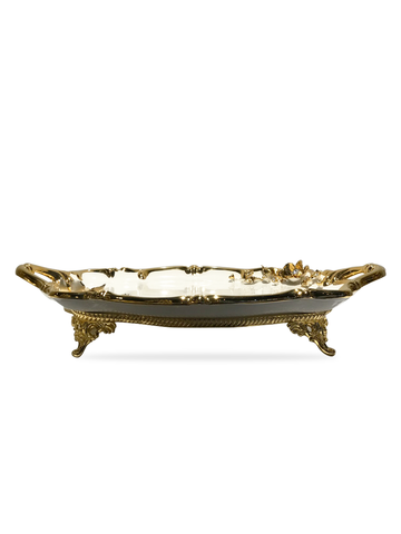 Khay BC trang trí hoa mạ vàng 24K - ST9617-1-BO