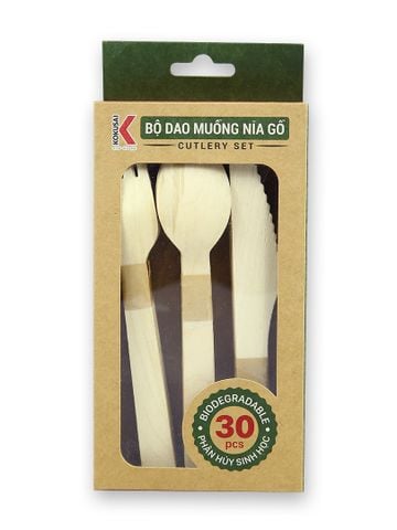 Bộ 10 Dao 10 Muỗng 10 Nĩa Gỗ KOKUSAI - 006194